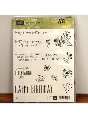 STAMPIN' UP! 145760 PERENNIAL BIRTHDAY CLEAR MOUNTED STAMP SET